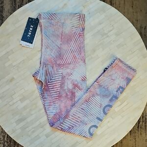 Terez x Peloton Pink & Blue Geo-Print Womens Leggings